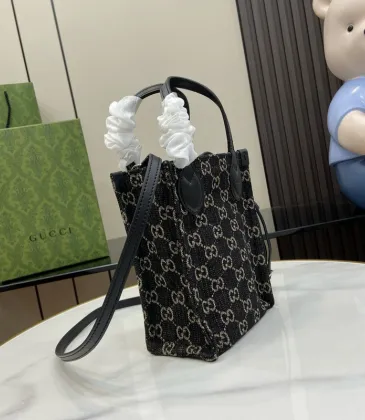 Gucci GG Denim Mini Tote Bag With Leather Handles And Adjustable Crossbody Strap #A50424 Gucci GG Denim Mini Tote Bag With Leather Handles And Adjustable Crossbody Strap #A50424