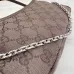 Gucci 875847 Vintage GG Supreme Brown Canvas Silver Chain Underarm Shoulder Handbag #A66008