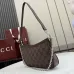 Gucci 875847 Vintage GG Supreme Brown Canvas Silver Chain Underarm Shoulder Handbag #A66008