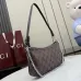 Gucci 875847 Vintage GG Supreme Brown Canvas Silver Chain Underarm Shoulder Handbag #A66008