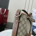 Gucci Beige/Ebony GG Supreme Canvas Bucket Bag with Brown Leather Trim and Adjustable Strap 847452 #A58345