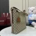 Gucci Beige/Ebony GG Supreme Canvas Bucket Bag with Brown Leather Trim and Adjustable Strap 847452 #A58345