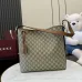 Gucci Beige/Ebony GG Supreme Canvas Bucket Bag with Brown Leather Trim and Adjustable Strap 847452 #A58345