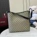 Gucci Beige/Ebony GG Supreme Canvas Bucket Bag with Brown Leather Trim and Adjustable Strap 847452 #A58345