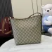 Gucci Beige/Ebony GG Supreme Canvas Bucket Bag with Brown Leather Trim and Adjustable Strap 848881 #A58344