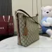 Gucci Beige/Ebony GG Supreme Canvas Bucket Bag with Brown Leather Trim and Adjustable Strap 848881 #A58344