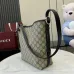 Gucci Beige/Ebony GG Supreme Canvas Bucket Bag with Brown Leather Trim and Adjustable Strap 848881 #A58344
