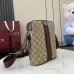 Gucci Beige/Ebony GG Supreme Canvas Crossbody Bag with Web Stripe and Gold GG Logo 839103 #A58346