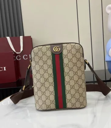 Gucci Beige/Ebony GG Supreme Canvas Crossbody Bag with Web Stripe and Gold GG Logo 839103 #A58346