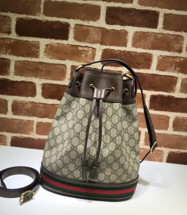 Gucci GG Supreme Canvas Bucket Bag With Web Stripe and Leather Detailing size:26×31×12cm #A53675