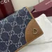 Gucci 821802 GG Denim Leather Trim Bi-fold Long Wallet Snap Card Holder Purse #A65973