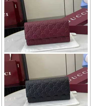 Gucci 847210 GG Embossed Leather Long Flap Wallet Multi Card Slots Clutch Purse #A65972