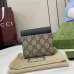 Gucci GG Canvas Compact Wallet with Black Leather Interior, Gold Accents, Classic Pattern &amp; Multiple Card Slots for Women #A56008