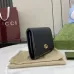 Gucci GG Canvas Compact Wallet with Black Leather Interior, Gold Accents, Classic Pattern &amp; Multiple Card Slots for Women #A56008
