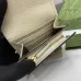Gucci GG Canvas Compact Wallet with Black Leather Interior, Gold Accents, Classic Pattern &amp; Multiple Card Slots for Women #A56008