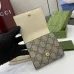 Gucci GG Canvas Compact Wallet with Black Leather Interior, Gold Accents, Classic Pattern &amp; Multiple Card Slots for Women #A56008