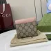 Gucci GG Canvas Compact Wallet with Black Leather Interior, Gold Accents, Classic Pattern &amp; Multiple Card Slots for Women #A56008