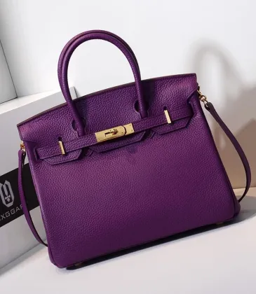 Hermes Purple Leather Birkin Handbag with Gold Hardware #A63897 Hermes Purple Leather Birkin Handbag with Gold Hardware #A63897