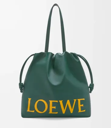 Loewe Green Leather Drawstring Tote Bag With Bold Branding For Chic Everyday Use #A50065 Loewe Green Leather Drawstring Tote Bag With Bold Branding For Chic Everyday Use #A50065