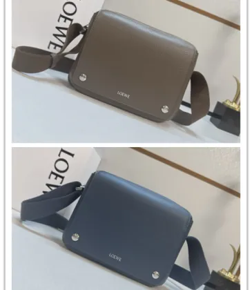 Loewe Men's Crossbody Bag - Brown Grained Leather, Adjustable Webbing Strap, Minimalist Design with Brand Logo, Luxury Compact Messenger Bag #A56881