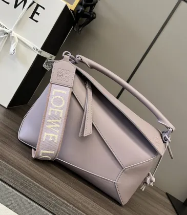 Loewe Puzzle Bag In Soft Lavender Leather With Branded Strap And Geometric Design #A50220 Loewe Puzzle Bag In Soft Lavender Leather With Branded Strap And Geometric Design #A50220