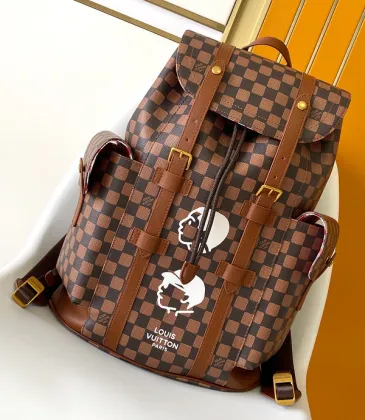 Louis Vuitton Damier Ebene Backpack With Special Graphic And Leather Accents #A51215 Louis Vuitton Damier Ebene Backpack With Special Graphic And Leather Accents #A51215