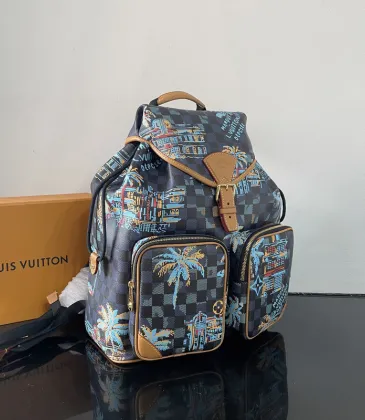 Louis Vuitton Damier Graphite Backpack With Tropical Print And Palm Tree Motifs size:34×40×17cm #A53369 Louis Vuitton Damier Graphite Backpack With Tropical Print And Palm Tree Motifs size:34×40×17cm #A53369