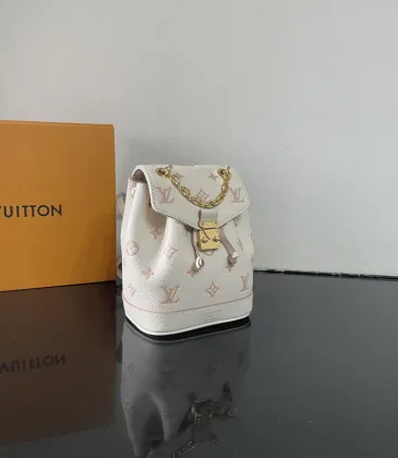 Louis Vuitton White Monogram Backpack With Gold Chain And Pink Accents size:19×15×10cm #A53375 Louis Vuitton White Monogram Backpack With Gold Chain And Pink Accents size:19×15×10cm #A53375
