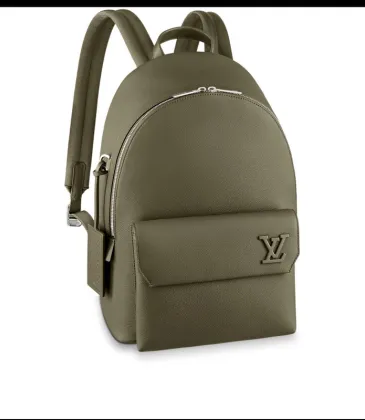 Louis Vuitton Olive Green Leather Backpack With Signature LV Logo size:43×30×14cm #A53749 Louis Vuitton Olive Green Leather Backpack With Signature LV Logo size:43×30×14cm #A53749