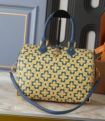 2026 Yellow Clover Pattern Blue Accents  Luxury Leather Stylish Travel  bag #A60318