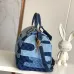 LV Original M15277 Sac Speedy Bandoulière 40 | Denim Patchwork Travel Bag with Koi Fish Motif #A60256