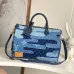 LV Original M15277 Sac Speedy Bandoulière 40 | Denim Patchwork Travel Bag with Koi Fish Motif #A60256