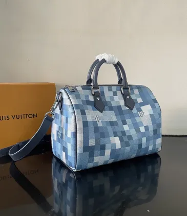 LV Speedy 30 Damoflage Print Canvas Handbag with Strap 34×22×19cm #A65043