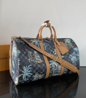 Louis Vuitton Damier Azur Travel Bag with Tropical Palm Tree Print size:50×29×23cm #A53900 Louis Vuitton Damier Azur Travel Bag with Tropical Palm Tree Print size:50×29×23cm #A53900