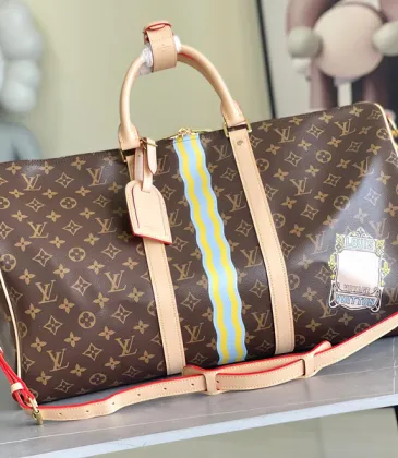 Louis Vuitton Monogram Travel Bag With Unique Striped Accent And Badge size:50×29×23cm #A53524 Louis Vuitton Monogram Travel Bag With Unique Striped Accent And Badge size:50×29×23cm #A53524