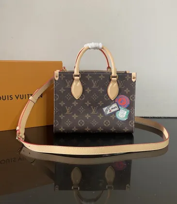 Chic Louis Vuitton Monogram Canvas Handbag With Distinctive Patches size:25×19×11.5cm #A53370 Chic Louis Vuitton Monogram Canvas Handbag With Distinctive Patches size:25×19×11.5cm #A53370