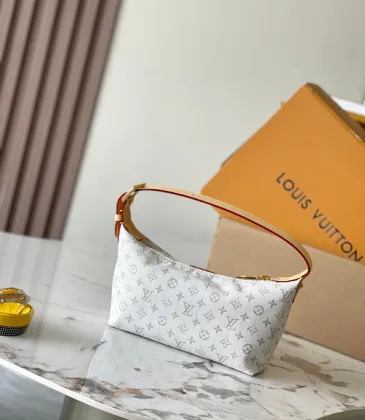 Louis Vuitton White Monogram Canvas Baguette Bag With Contrast Strap And Signature Design #A50832 Louis Vuitton White Monogram Canvas Baguette Bag With Contrast Strap And Signature Design #A50832