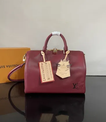 Louis Vuitton M25766 Speedy Soft 30 | Premium Leather Shoulder Bag with Cat Motif Charm 30×21×17 cm #A60255