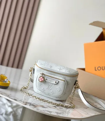 Louis Vuitton White Embossed Monogram Crossbody Bag With Pink Flower Charm And Chain Strap #A50893 Louis Vuitton White Embossed Monogram Crossbody Bag With Pink Flower Charm And Chain Strap #A50893