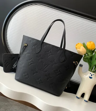 Louis Vuitton Neverfull medium shopping bag Handbag With Chip All Black #A54897 Louis Vuitton Neverfull medium shopping bag Handbag With Chip All Black #A54897