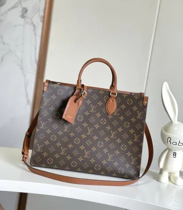 Louis Vuitton Monogram Canvas Tote Bag With Brown Leather Trim And Detachable Strap #A50837 Louis Vuitton Monogram Canvas Tote Bag With Brown Leather Trim And Detachable Strap #A50837