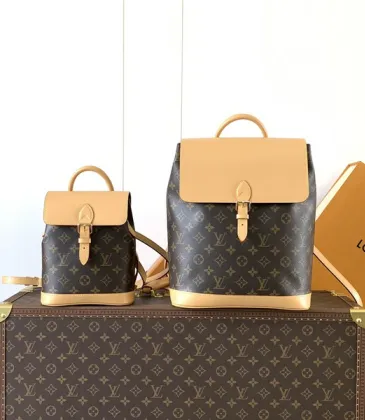 Louis Vuitton Monogram Canvas Backpack With Contrast Leather Flap And Top Handle #A50432 Louis Vuitton Monogram Canvas Backpack With Contrast Leather Flap And Top Handle #A50432