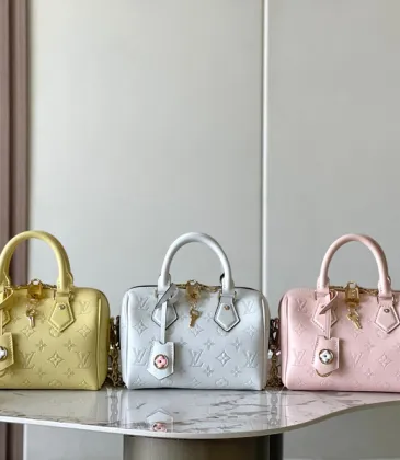Louis Vuitton Speedy Bandoulière Bags In Pastel Tones With Embossed Monogram And Charms #A50888 Louis Vuitton Speedy Bandoulière Bags In Pastel Tones With Embossed Monogram And Charms #A50888
