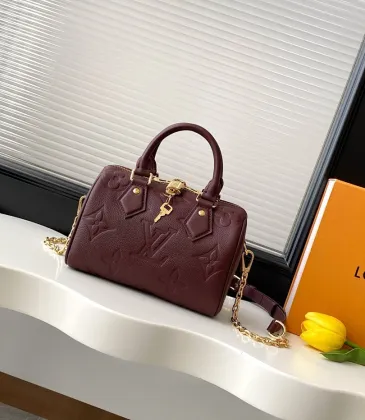 Louis Vuitton Speedy Bandoulière 20 – Burgundy Monogram Empreinte Leather with Gold-Tone Lock &amp; Chain Strap #A59170