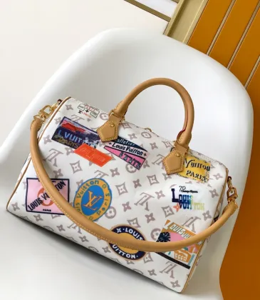 Louis Vuitton Monogram Canvas Speedy Bag With Colorful Patches And Leather Trim #A50839 Louis Vuitton Monogram Canvas Speedy Bag With Colorful Patches And Leather Trim #A50839