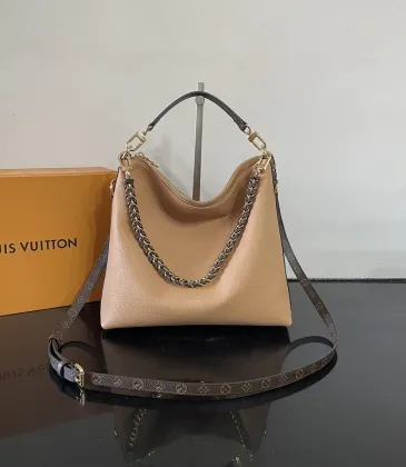 Louis Vuitton Coussin Hobo Bag – Beige Grained Leather with Two-Tone Chain &amp; Monogram Strap #A59171