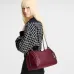 Louis Vuitton M27689 Express Medium Hobo Bag Burgundy Calfskin Monogram Trim Shoulder Handbag #A65977