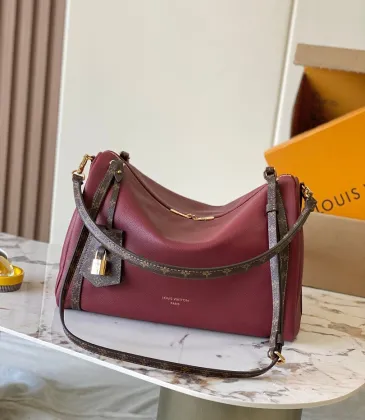 Louis Vuitton M27689 Express Medium Hobo Bag Burgundy Calfskin Monogram Trim Shoulder Handbag #A65977