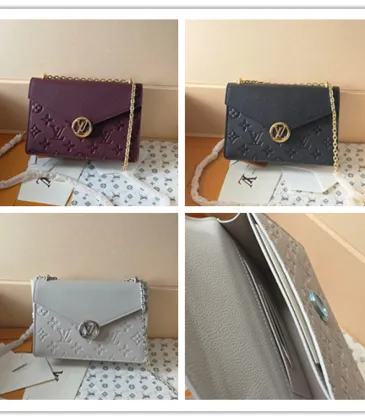 Louis Vuitton Mylockme Chain Wallet (3 Colors) – Burgundy/Black/Light Gray Monogram Empreinte Leather with Signature LV Lock #A59175
