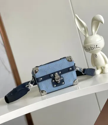 Louis Vuitton Light Blue Monogram Embossed Trunk Bag with Navy Accents size:19×15×7cm #A54125 Louis Vuitton Light Blue Monogram Embossed Trunk Bag with Navy Accents size:19×15×7cm #A54125